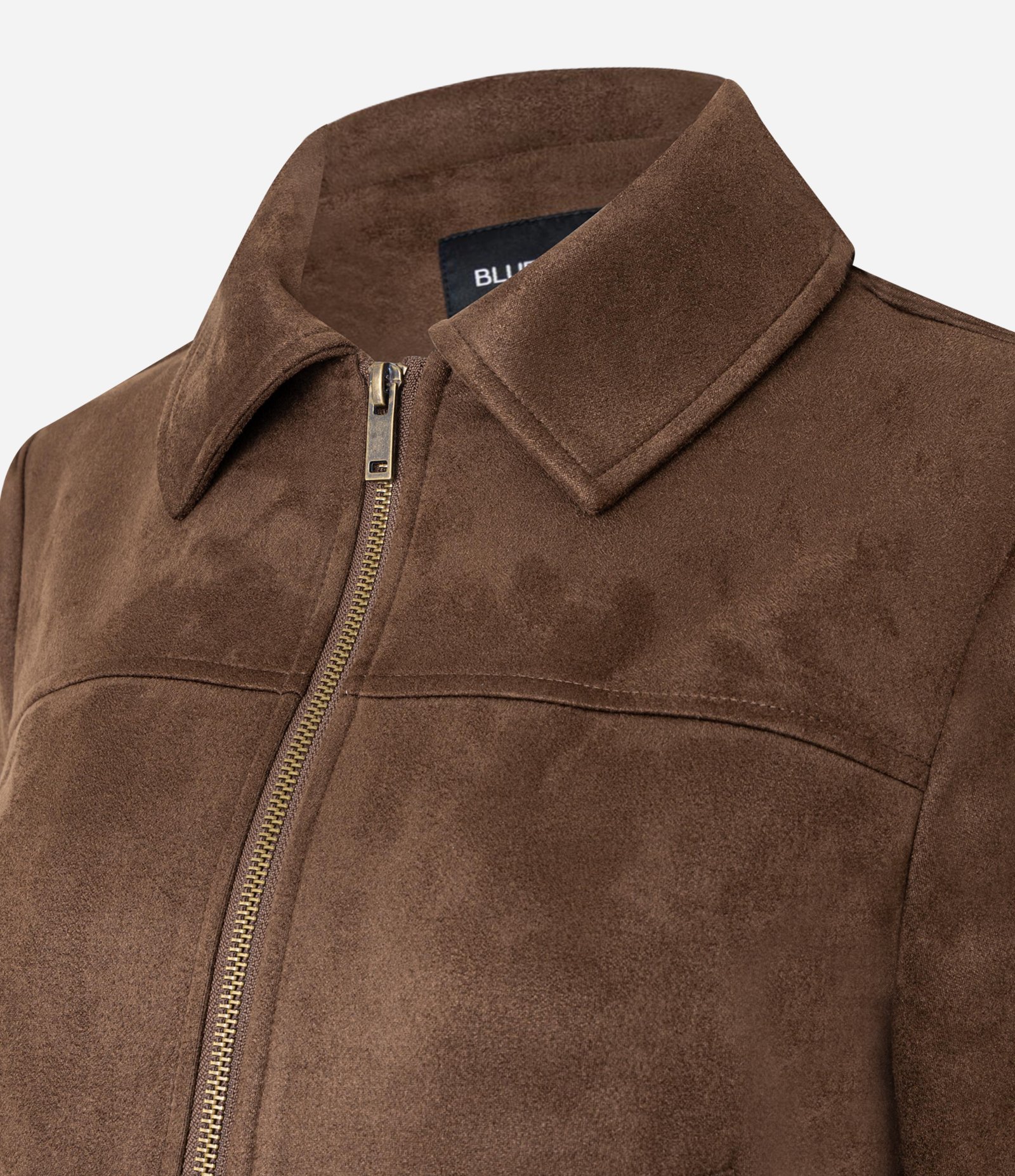 Jaqueta em Suede com Gola de Lapela e Bolso Lateral Marrom 2