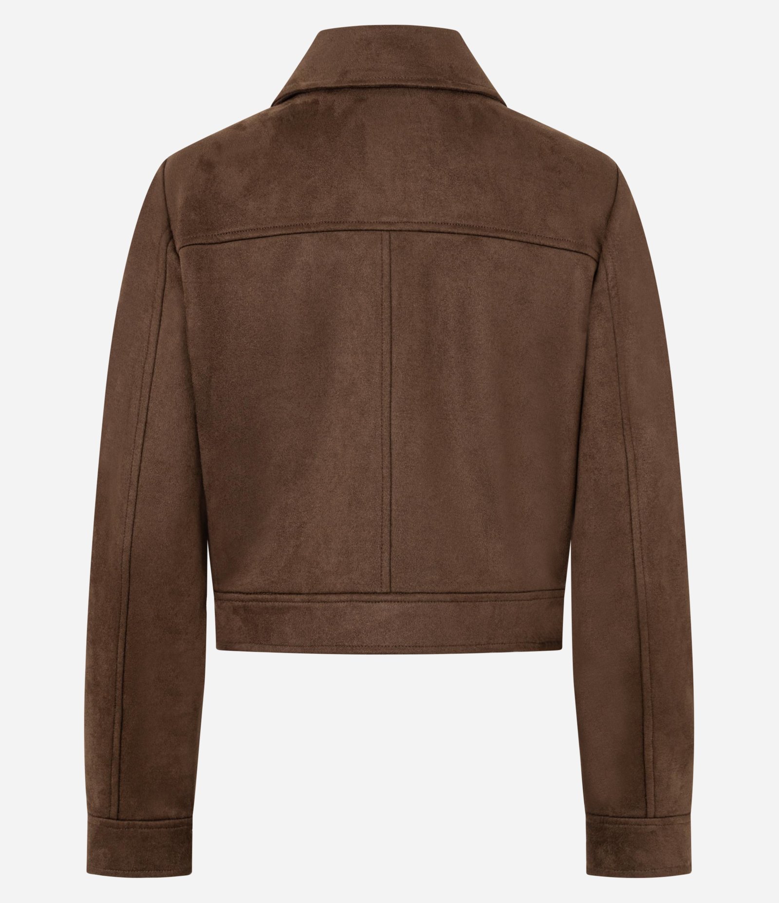 Jaqueta em Suede com Gola de Lapela e Bolso Lateral Marrom 3