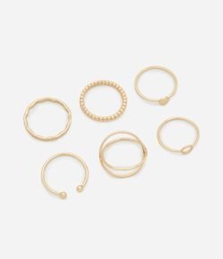 Kit 06 Anéis em Metal com Formatos Delicados e Diversos