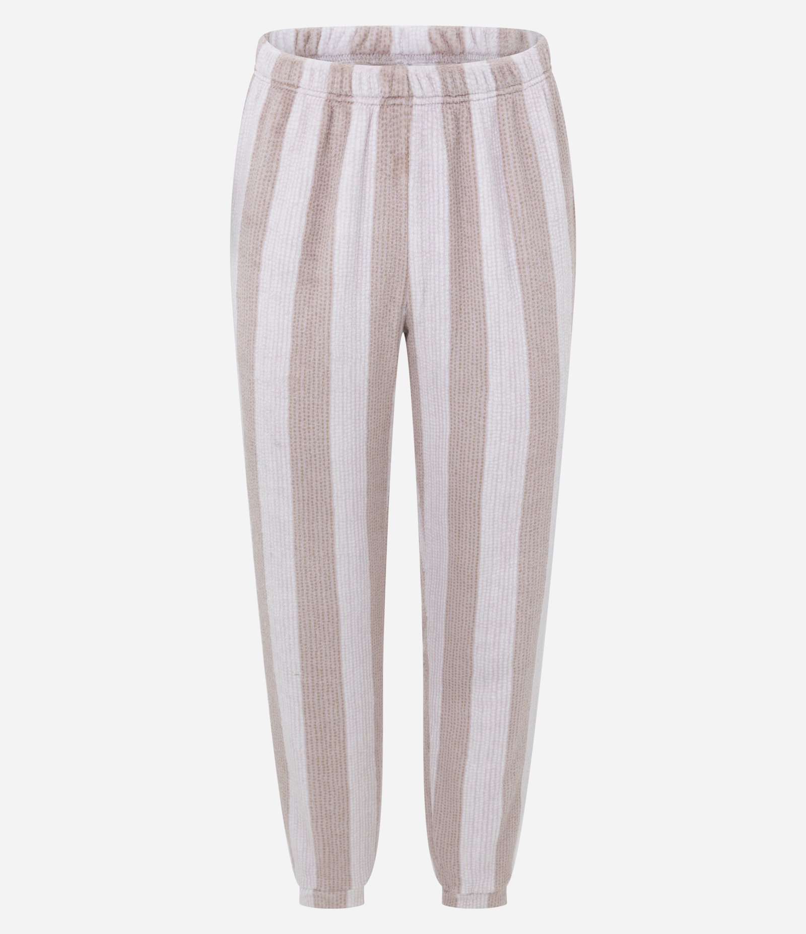 Pijama Longo em Fleece Com Estampa de Listras e Bordado de Flor Rosa 8