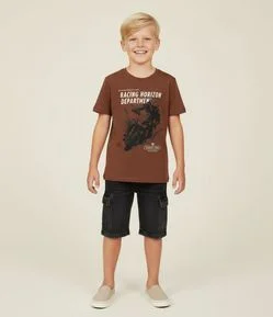 Camiseta Infantil com Estampa Moto Racing - Tam 5 a 14 anos