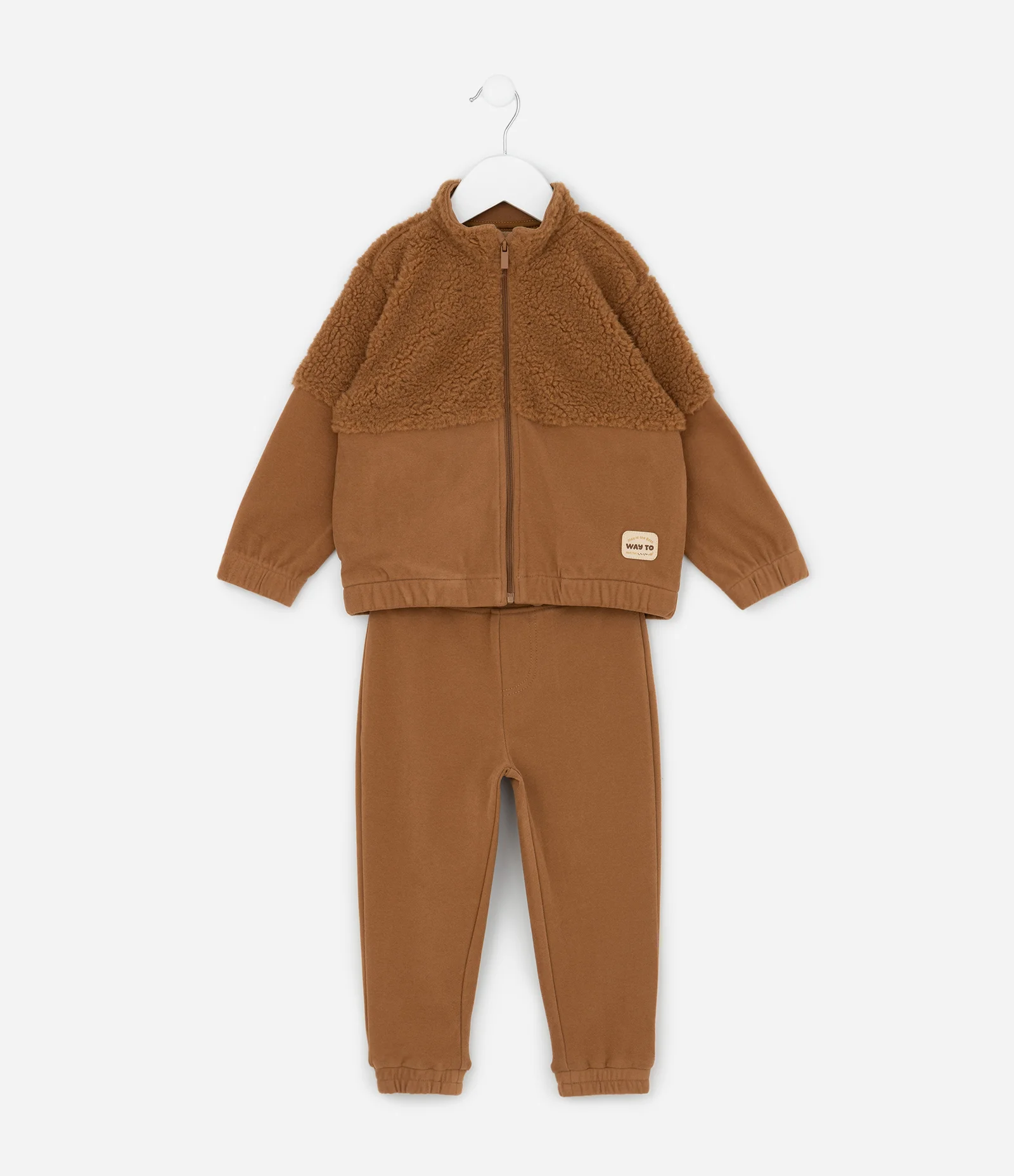 Conjunto Infantil com Jaqueta em Sherpa e Calça - Tam 1 a 5/6 Anos Marrom 1