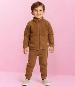 Conjunto Infantil com Recorte em Sherpa e Calça - Tam 1 a 5/6 Anos