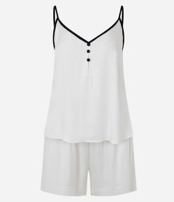 Pijama Short Doll em Cetim de Viscose com Viés Contrastante