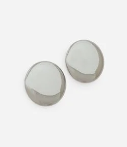 Brinco Botão Metalizado com Acabamento Polido