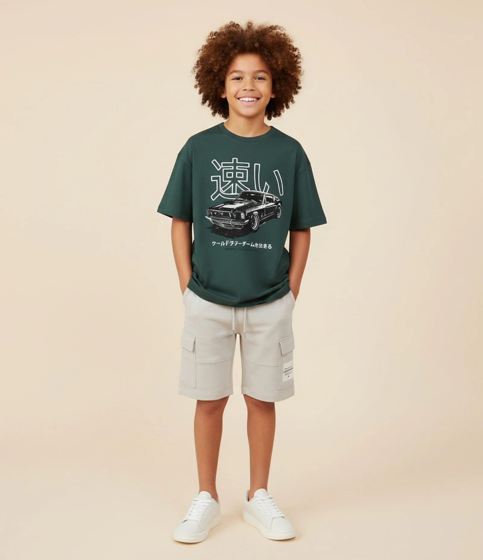 Camiseta Infantil Regular com Estampa de Japonismo - Tam 5 a 14 Anos Verde 1