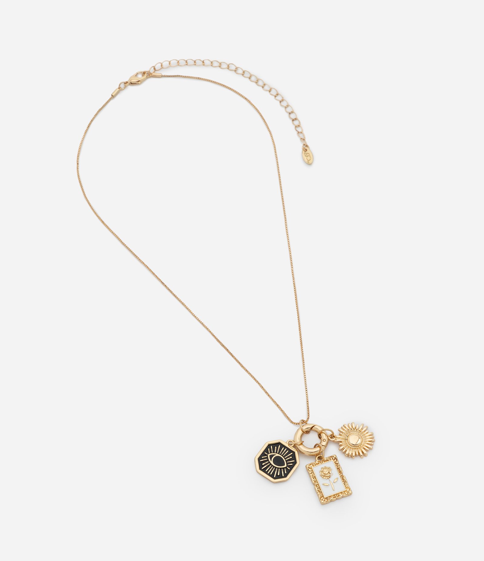 Colar Médio com Plaquinhas Esmaltadas Dourado 2