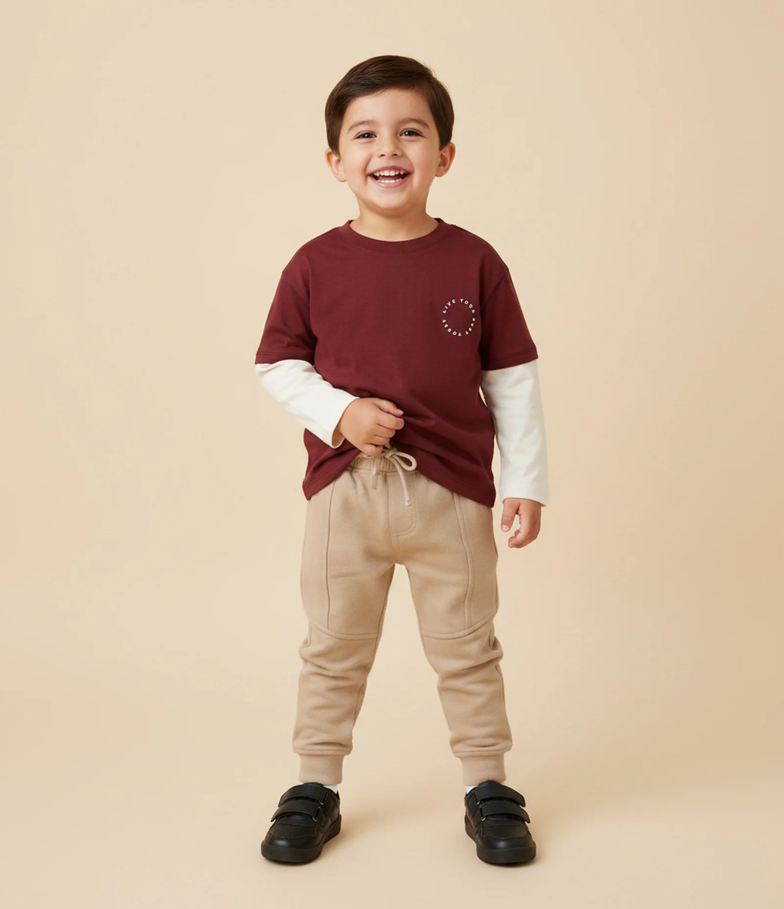 Calça Infantil em Fleece Canelado - Tam 1 a 6 Anos Bege 1