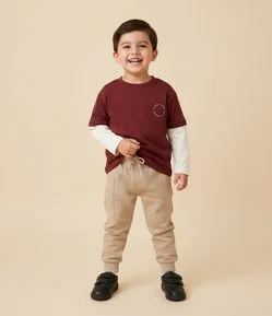 Calça Infantil em Fleece Canelado - Tam 1 a 6 Anos