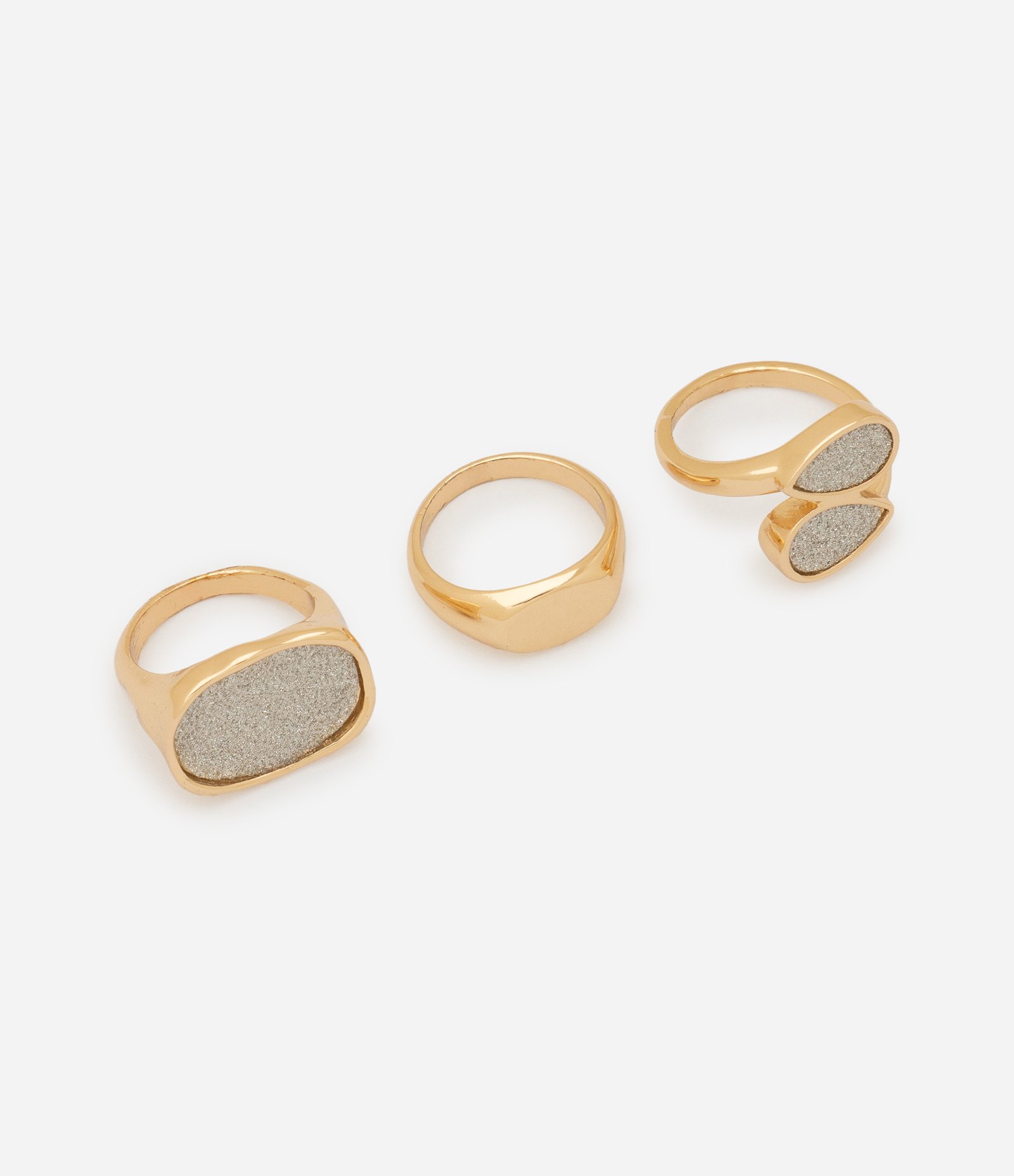 Kit 03 Anéis com Revestimento Brilhante Dourado 2