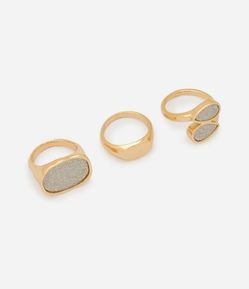 Kit 03 Anéis com Revestimento Brilhante