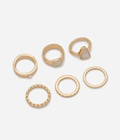 Kit 06 Anéis Robustos em Metal com Acabamento Martelado