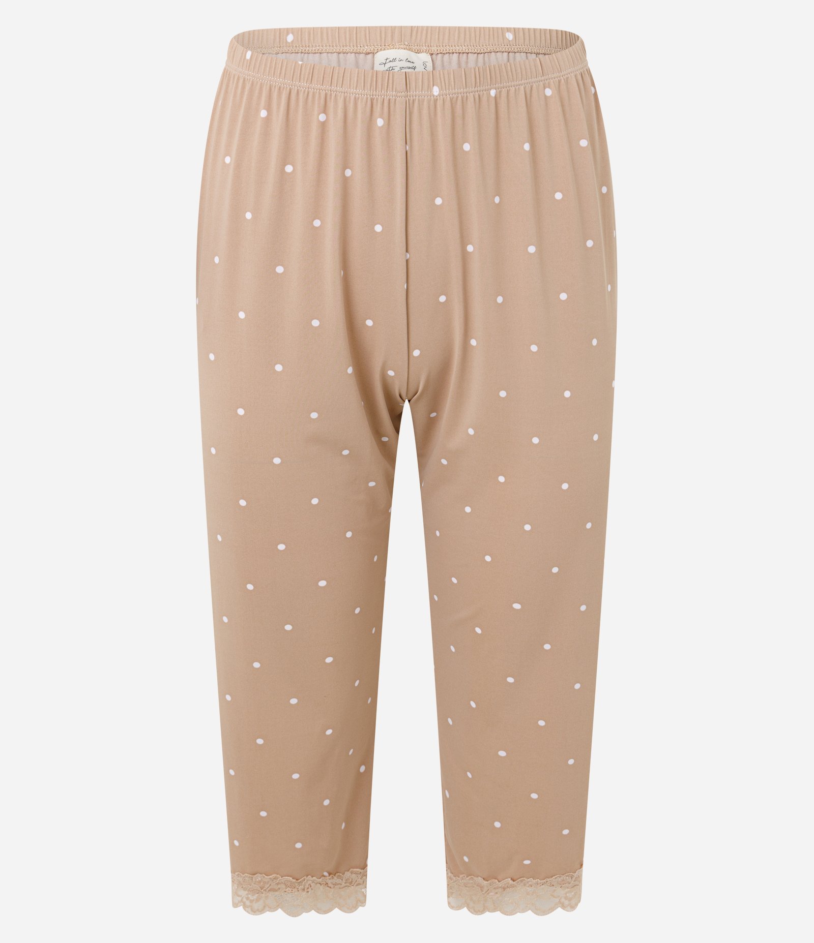 Pijama Capri com Estampa Poá e Renda Aplicada Bege 4