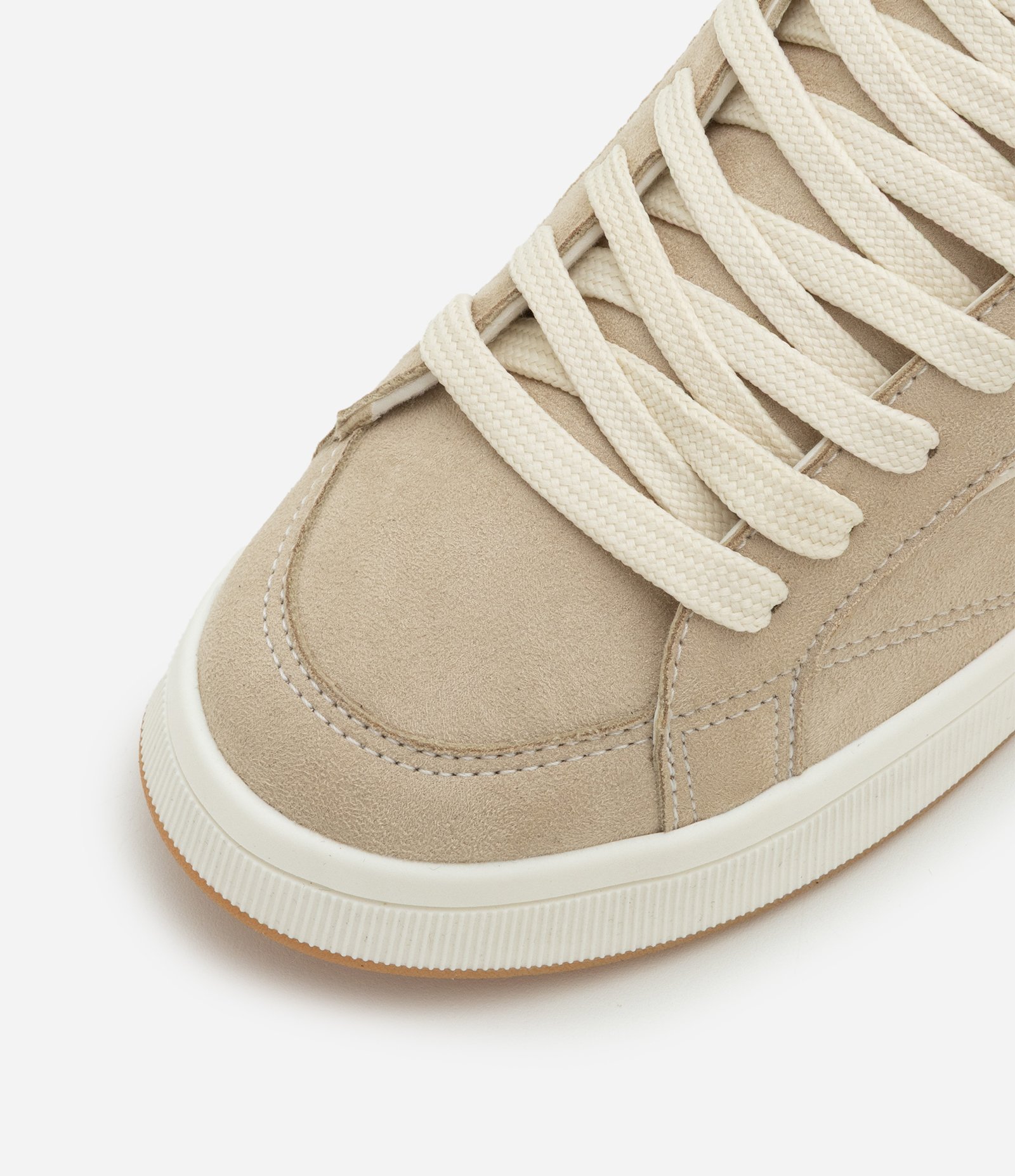 Tênis Casual de PU com Cadarço e Recortes Bege Acinzentado 4