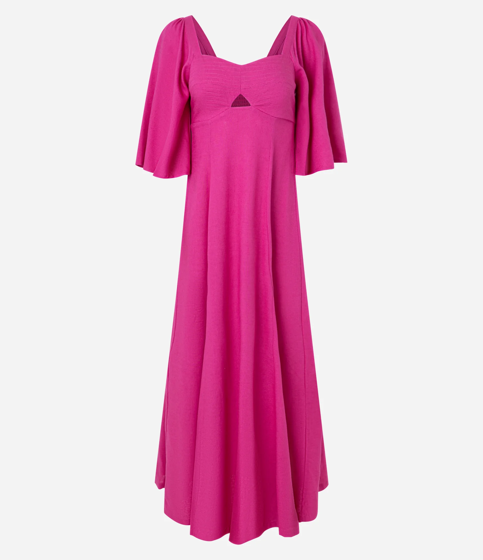 Vestido Midi em Viscose com Decote Coração Rosa 1