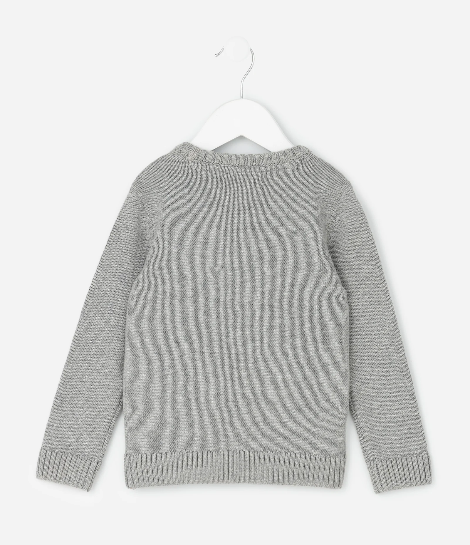 Casaco Infantil em Efeito Tricô com Aplicação de Capivara – Tam 1 a 5/6 Cinza 2