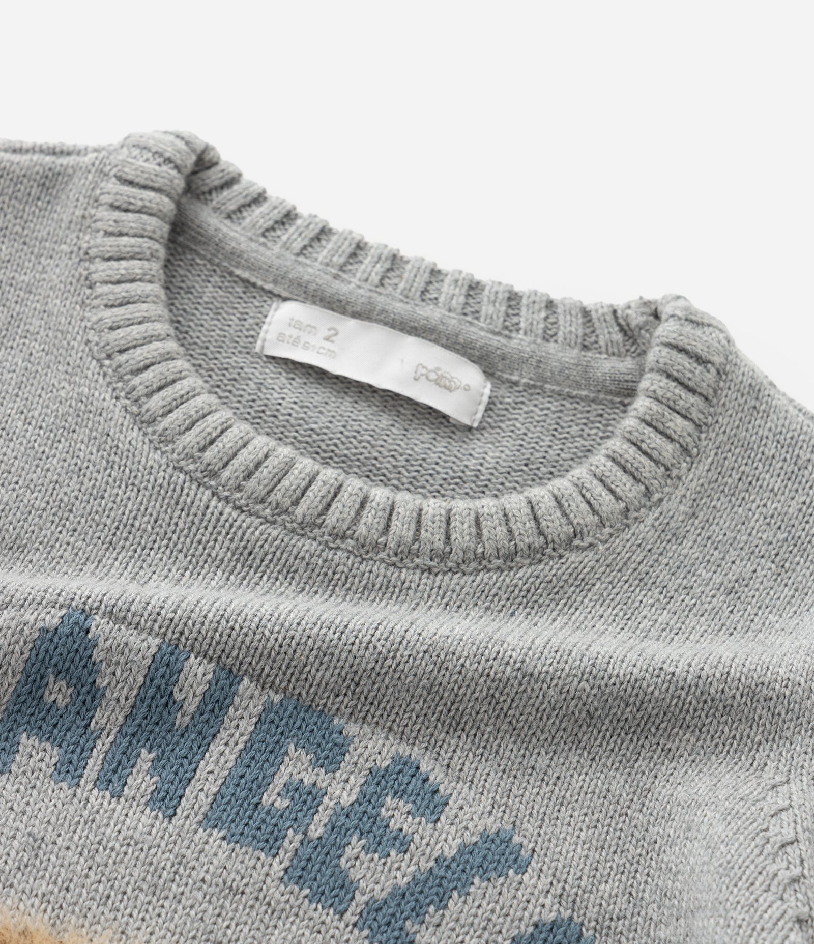 Casaco Infantil em Efeito Tricô com Aplicação de Capivara – Tam 1 a 5/6 Cinza 4