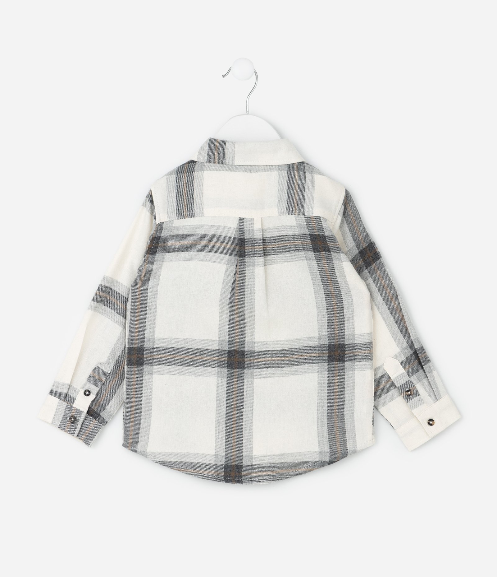 Camisa Infantil em Flanela com Estampa Xadrez – Tam 1 a 6 Anos Cinza/Off White 3