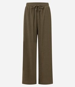 Calça Reta com Cós Elástico e Amarração na Cintura