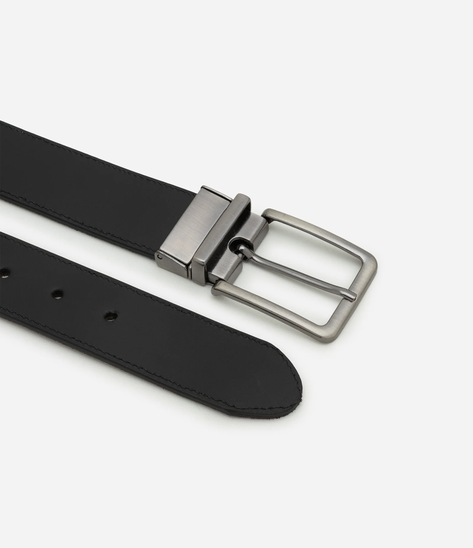 Cinto Dupla Face em Couro de Camurça e Napa com Fivela Giratória Marrom/Preto 2