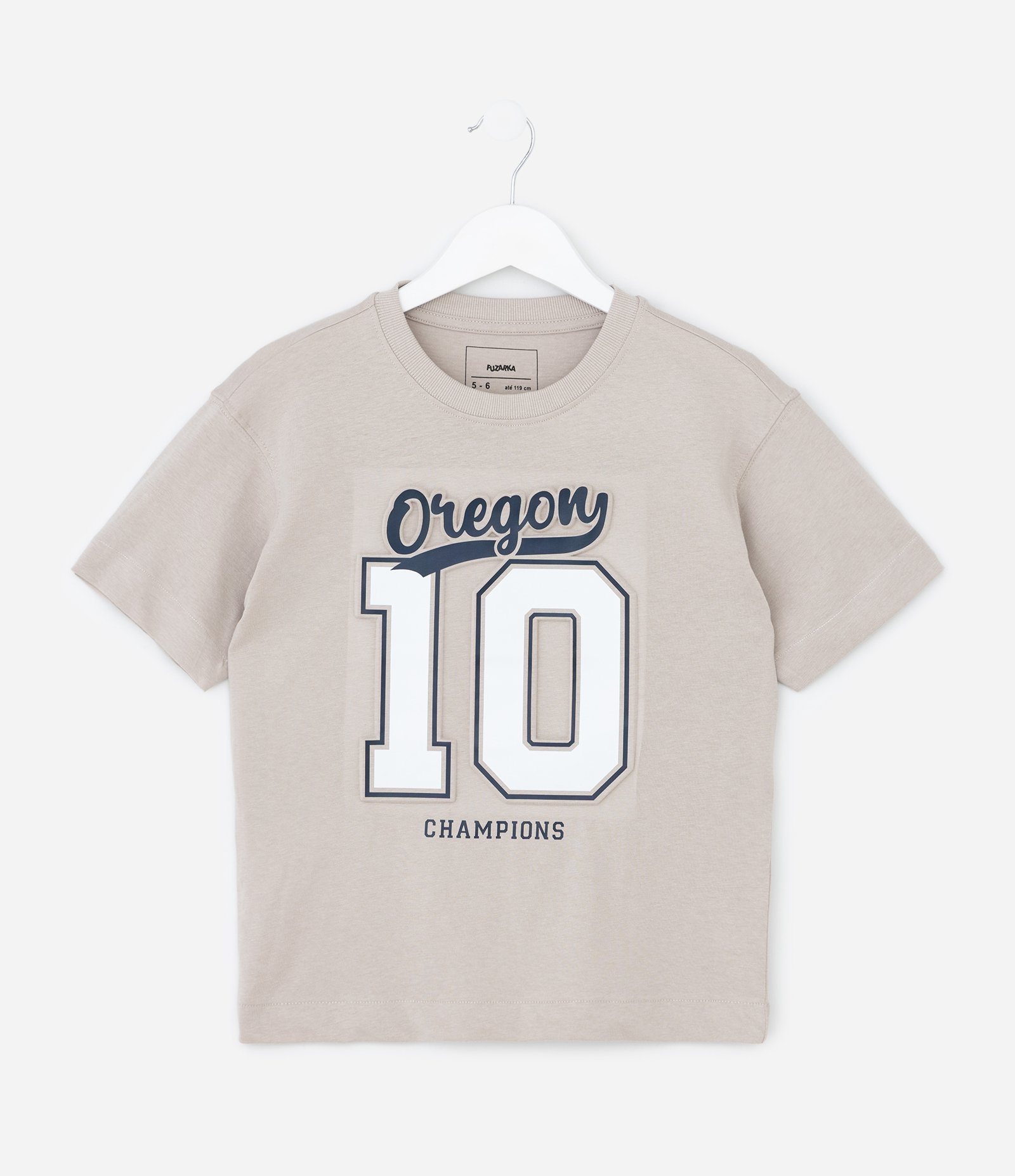 Camiseta Infantil com Estampa Lettering Oregon 10 – Tam 5 a 14 Anos Bege Claro 2