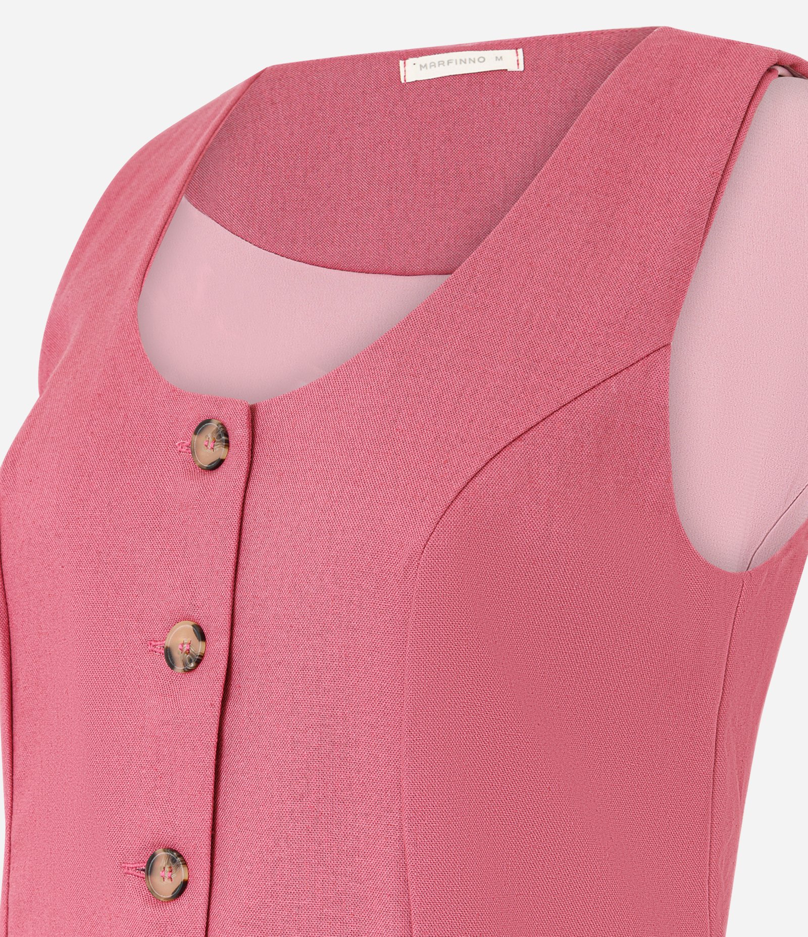 Colete em Viscolinho com Decote Quadrado e Barra Arredondada Rosa 2