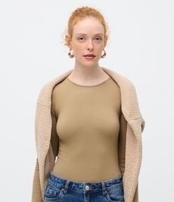 Body Sem Costura em Poliamida com Manga Longa