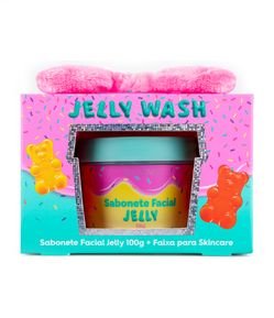 Kit Sabonete Facial Jelly + Faixa para Skincare Alchemia Jelly Wash Rosa