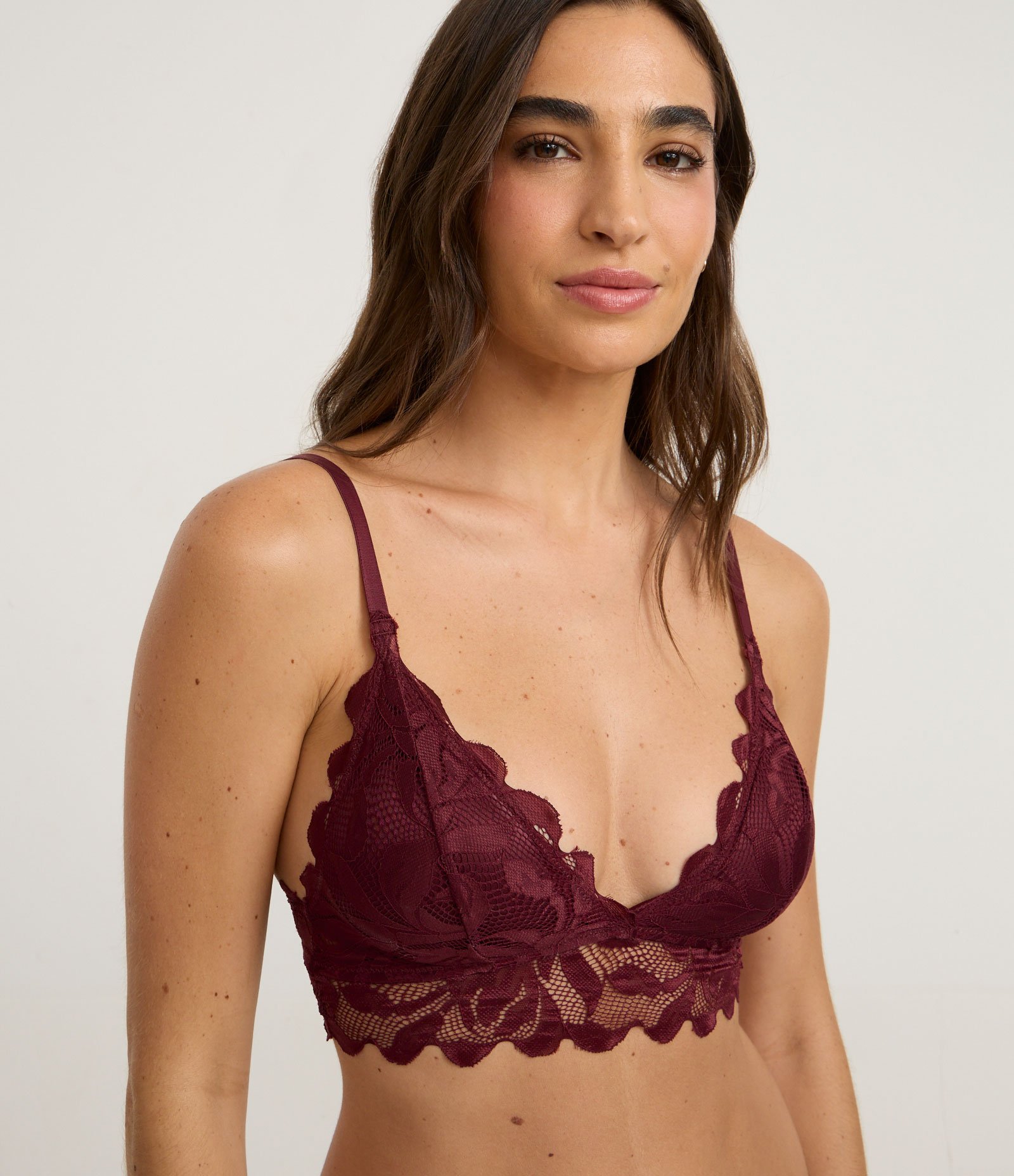 Sutiã Top em Renda Floral Marsala 1