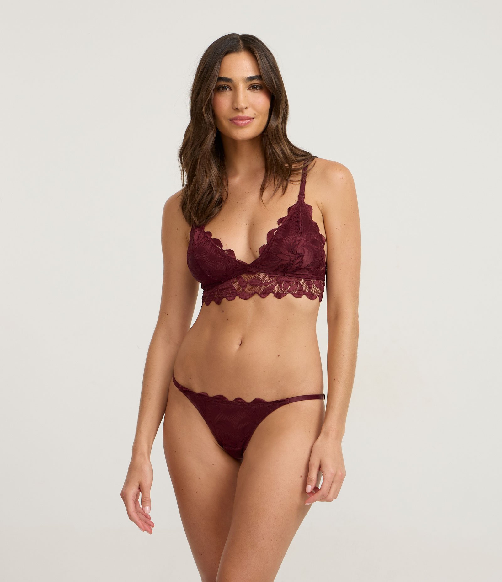 Sutiã Top em Renda Floral Marsala 2