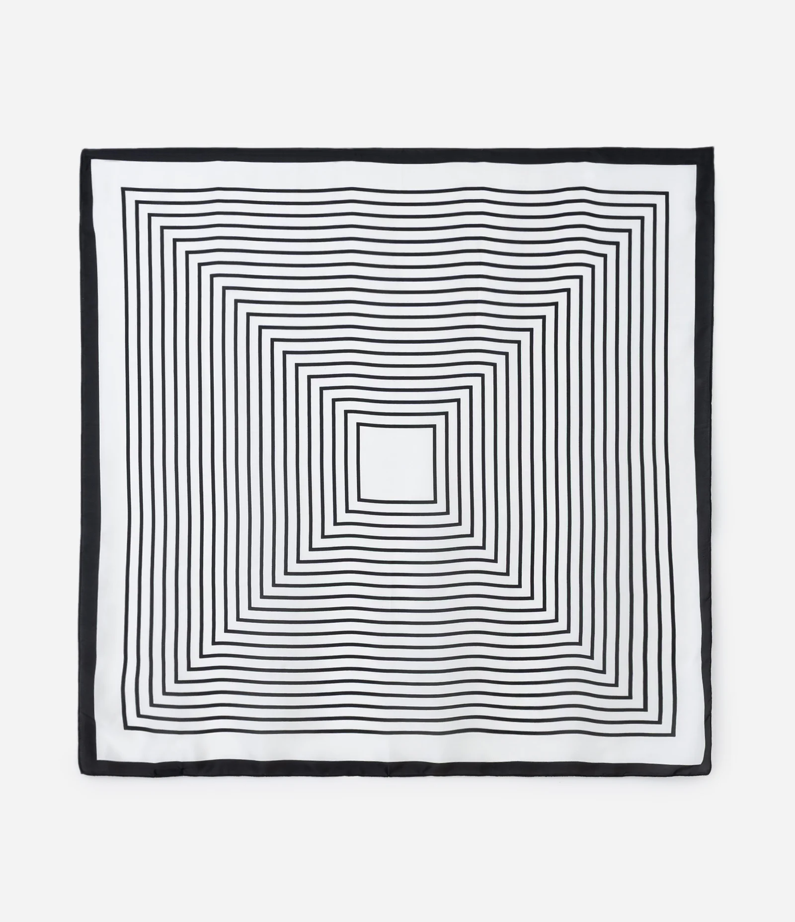 Lenço Acetinado com Estampa Geométrica de Listras Branco/Preto 1