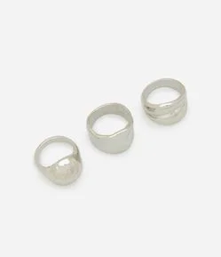 Kit 03 Anéis em Metal com Formatos Rígidos