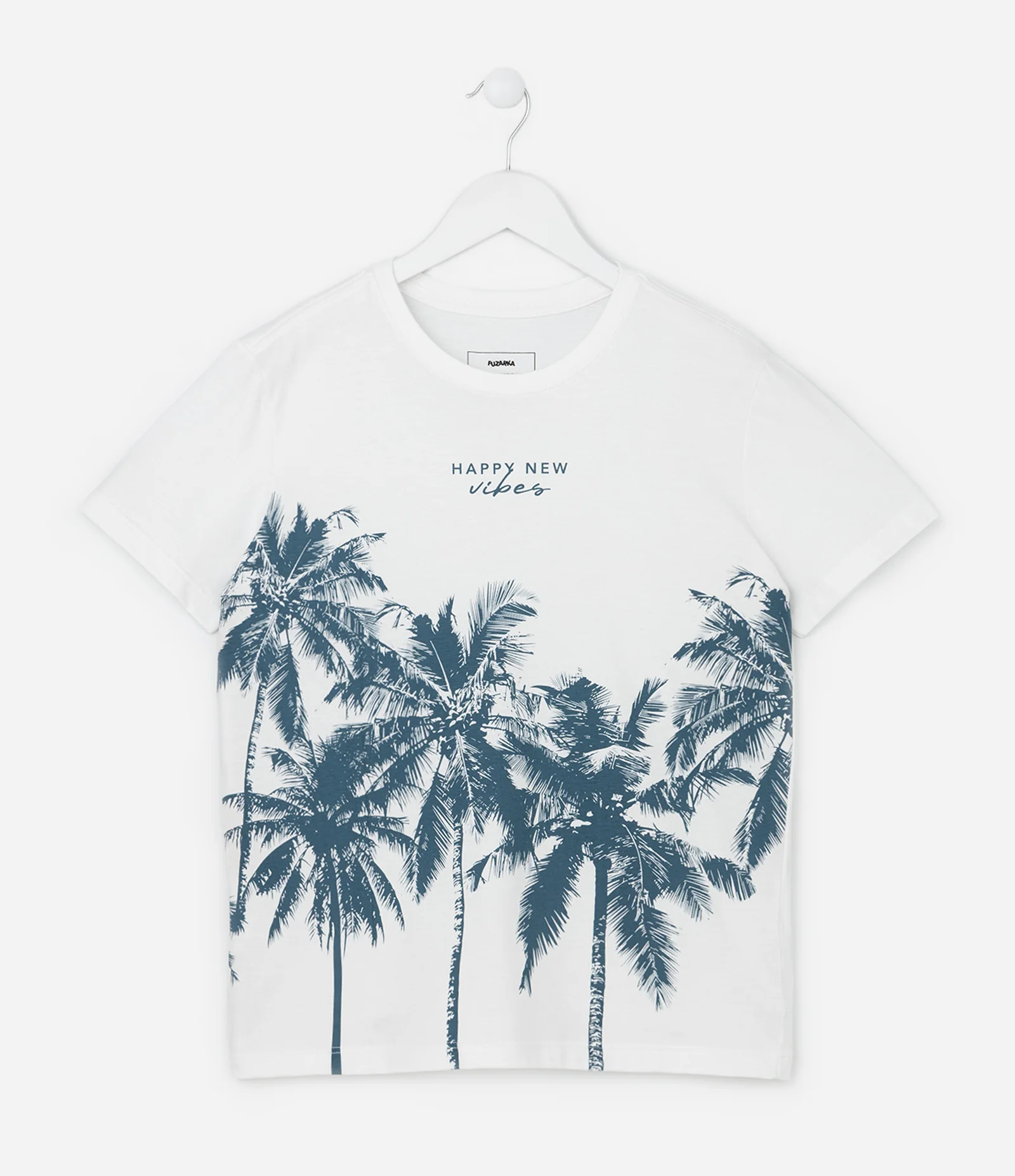 Camiseta Infantil com Estampa Coqueiros - Tam 5 a 14 Anos Branco 2