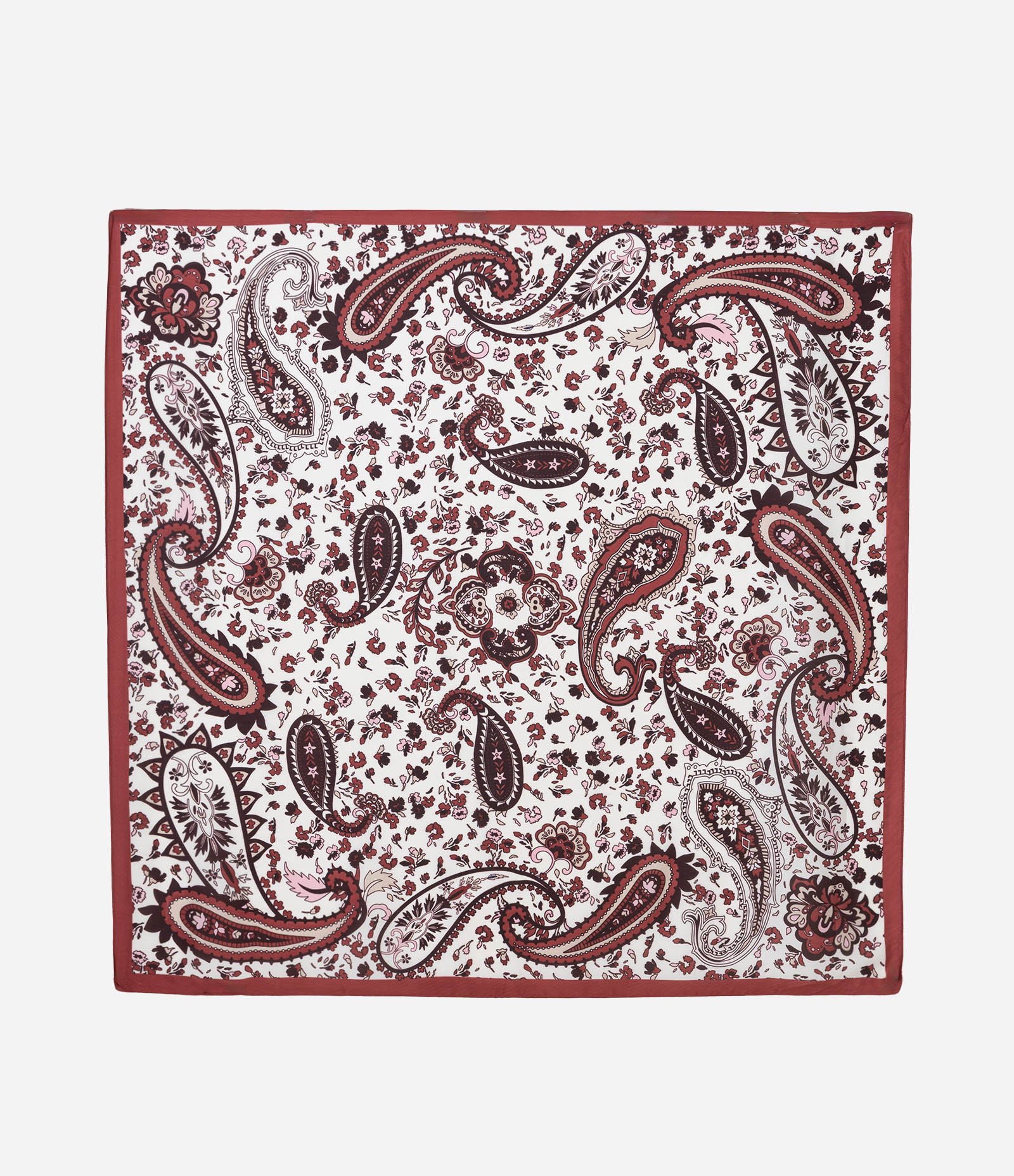 Lenço Acetinado com Estampa Paisley Bordô 1