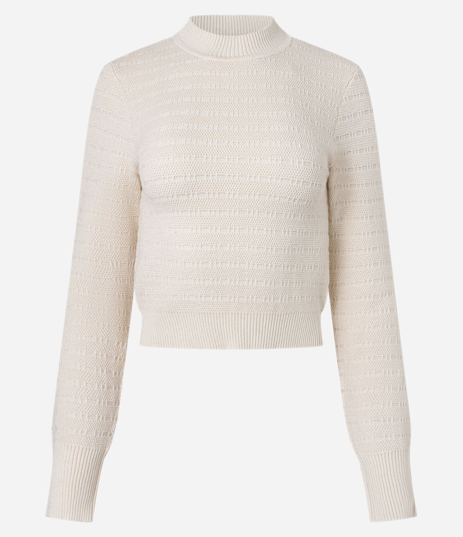 Suéter em Tricô Texturizado com Golinha Bege 4