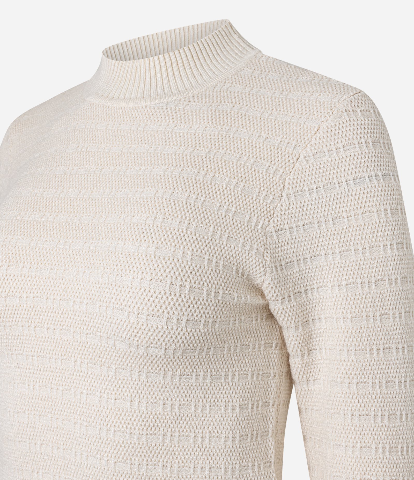 Suéter em Tricô Texturizado com Golinha Bege 5