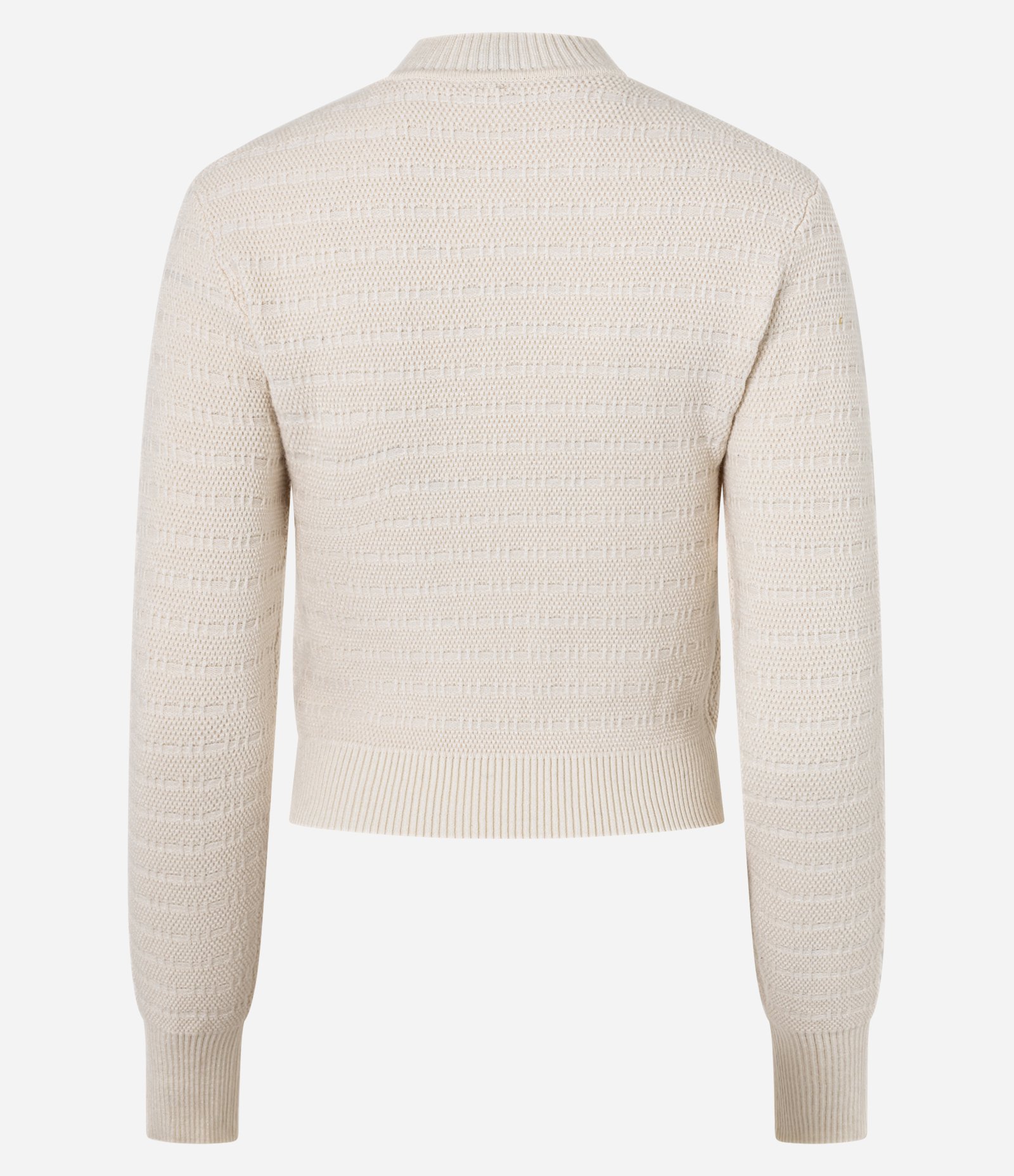 Suéter em Tricô Texturizado com Golinha Bege 6