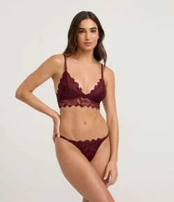 Calcinha String Fio Duplo em Renda Rustica