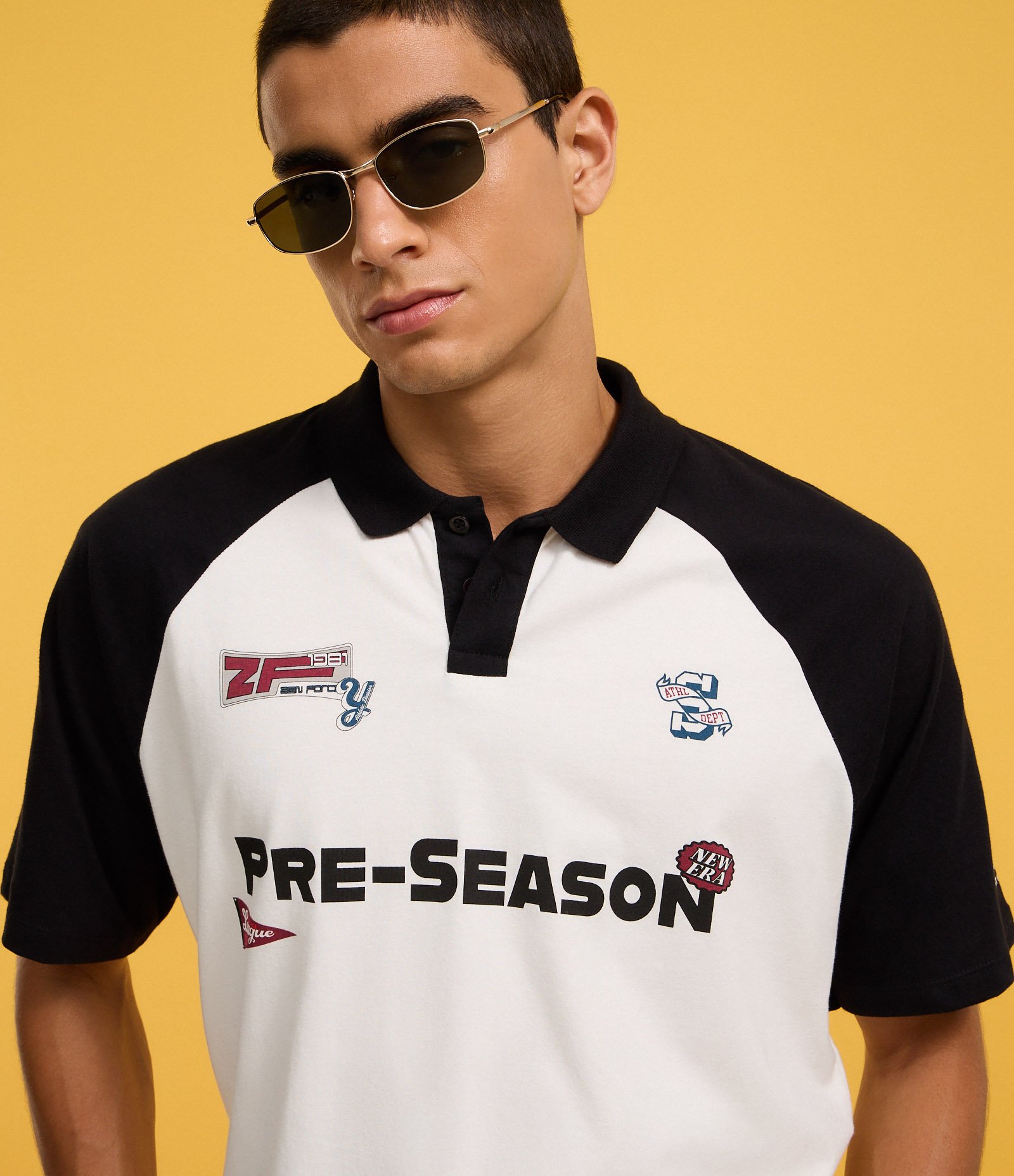 Camiseta Boxy em Algodão com Gola Polo e Estampa Pre-Season Branco 5