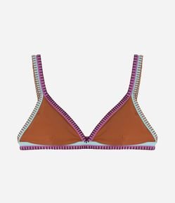 Biquíni Top Triângulo Fixo em Microfibra com Costura Contrastante