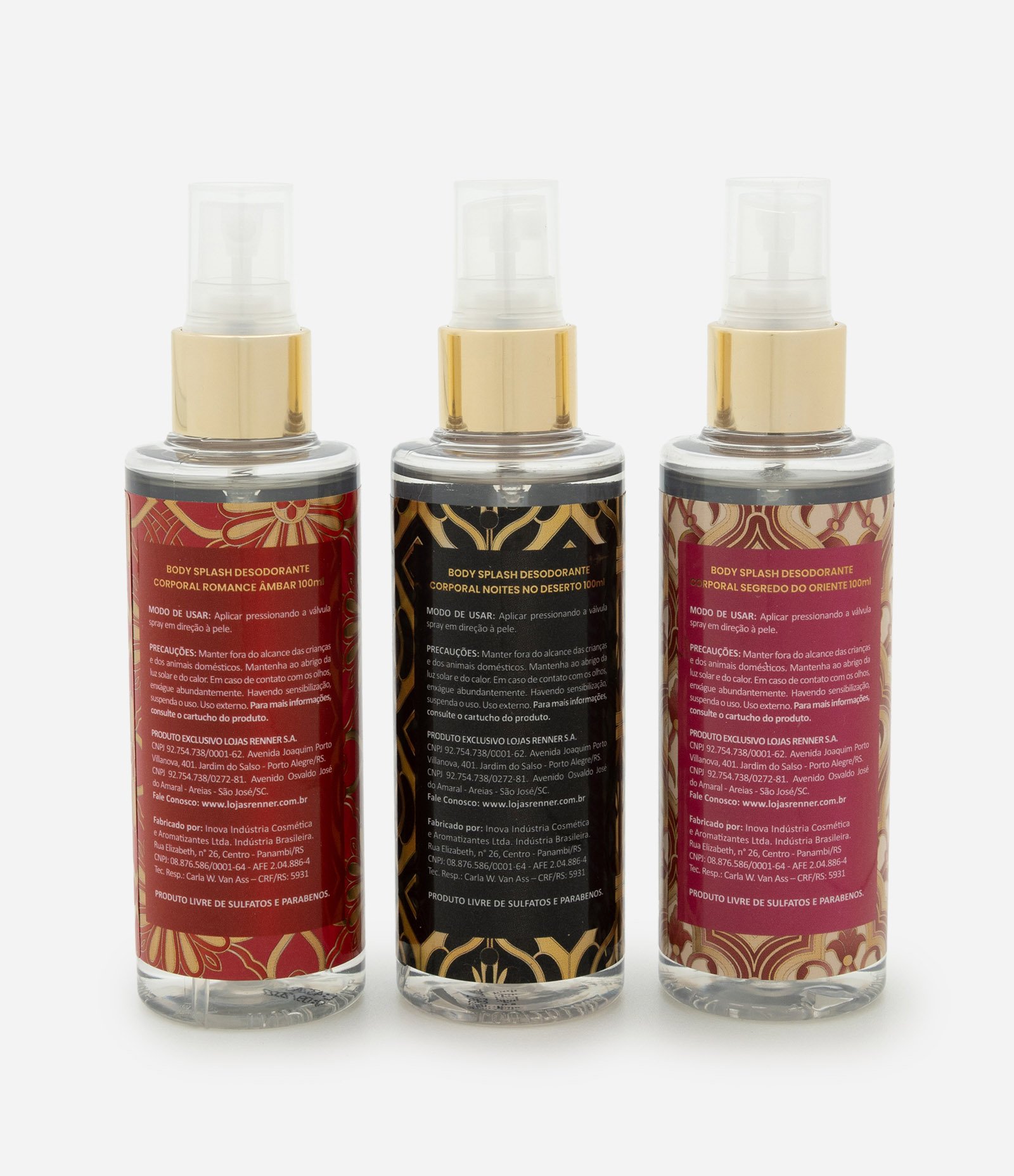 Kit Arabe com 3 Body Splashes: Segredo do Oriente  Noites no Deserto  Romance Ambar Alchemia KIT 2