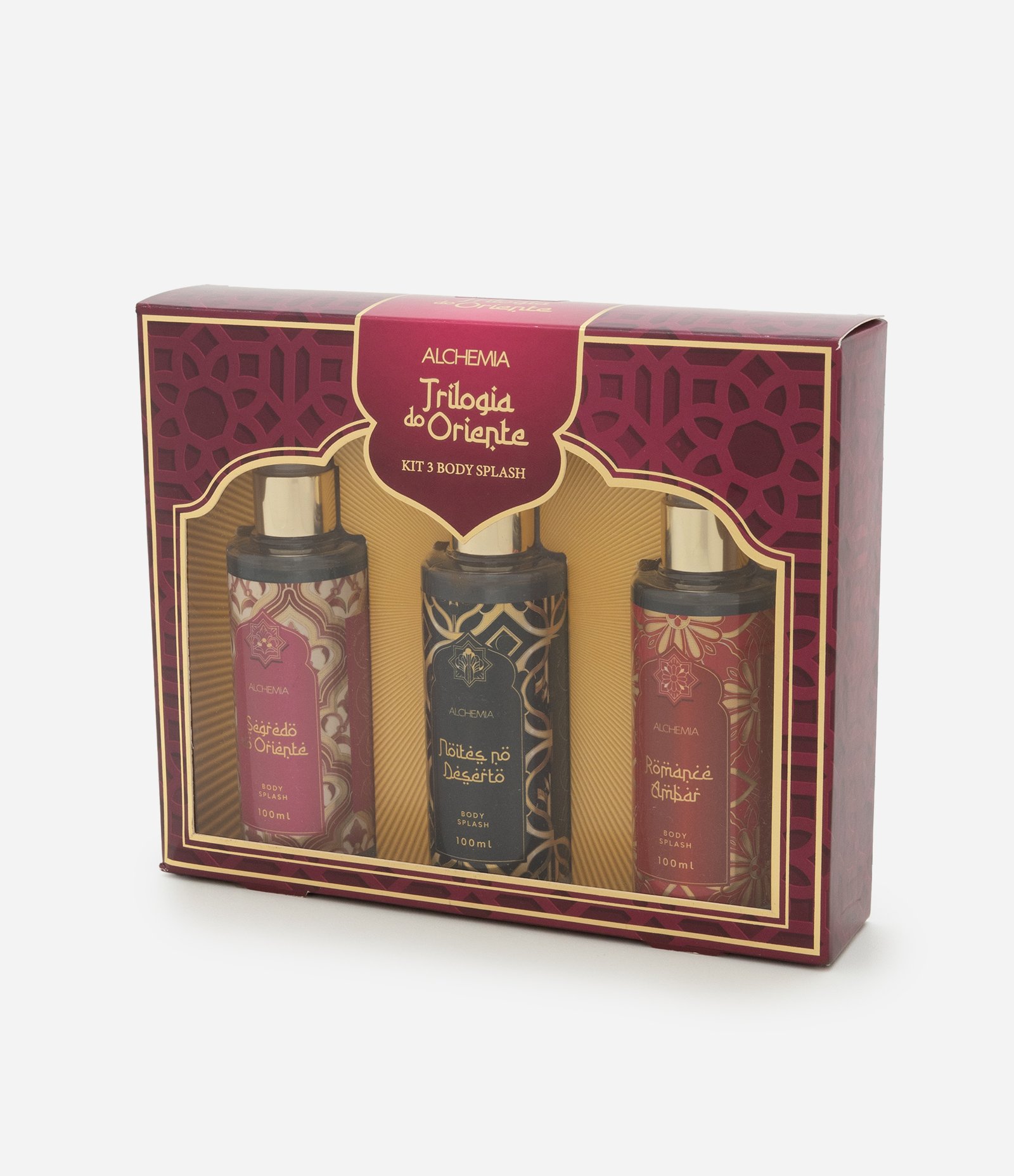 Kit Arabe com 3 Body Splashes: Segredo do Oriente  Noites no Deserto  Romance Ambar Alchemia KIT 4