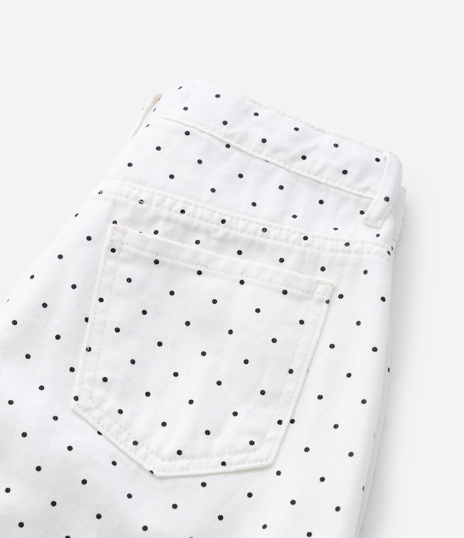 Calça Infantil Wide Leg em Sarja com Estampa Poá - Tam 7 a 16 Anos Branco 5