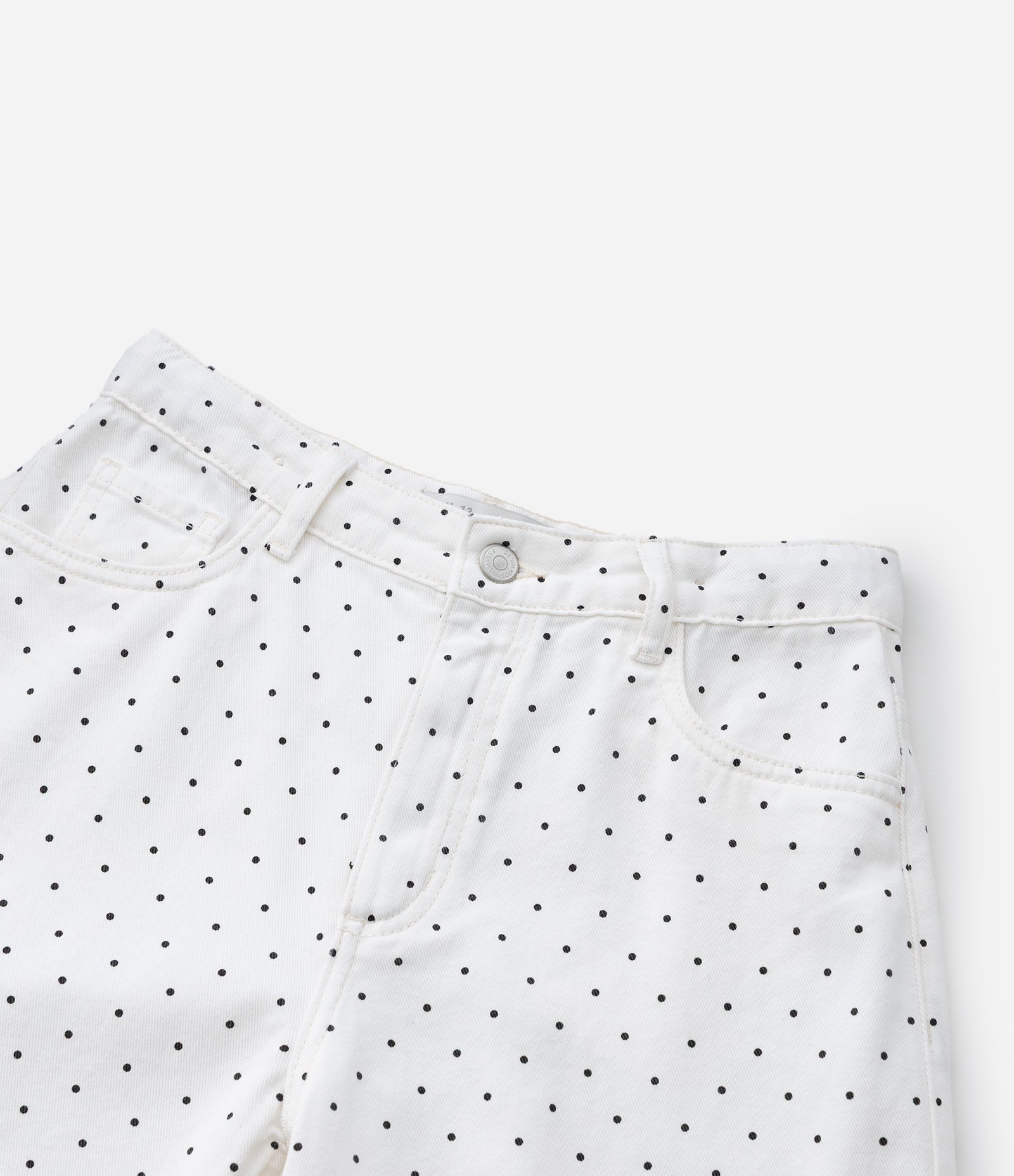 Calça Infantil Wide Leg em Sarja com Estampa Poá - Tam 7 a 16 Anos Branco 7