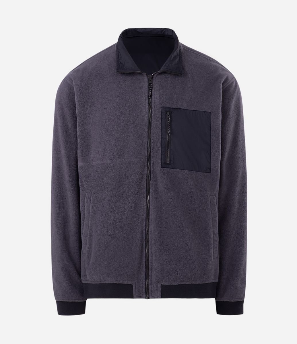 Jaqueta Reversível com Fleece e Lettering Preto