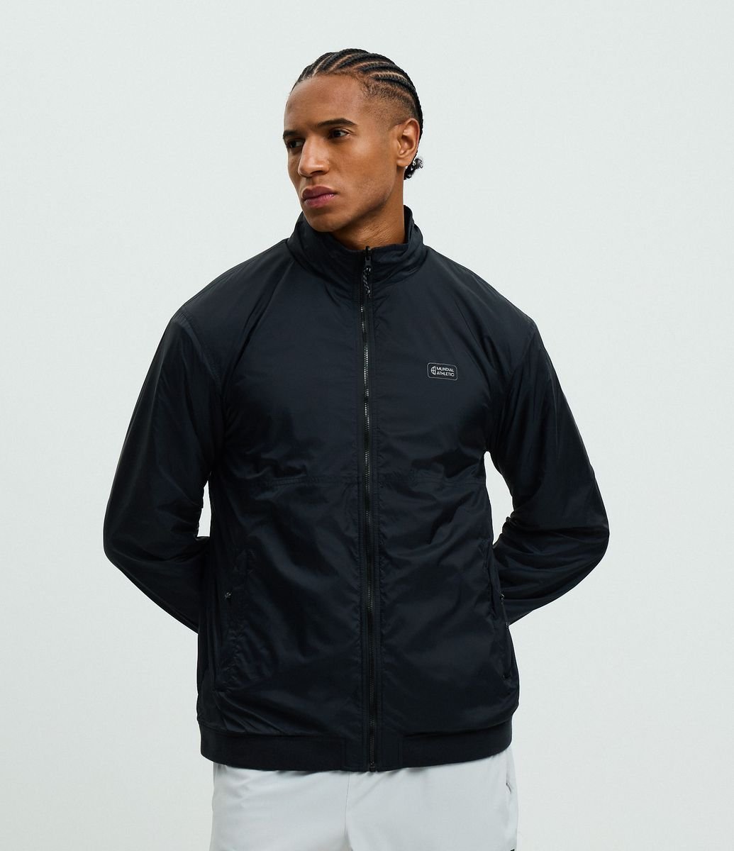 Jaqueta Reversível com Fleece e Lettering Preto