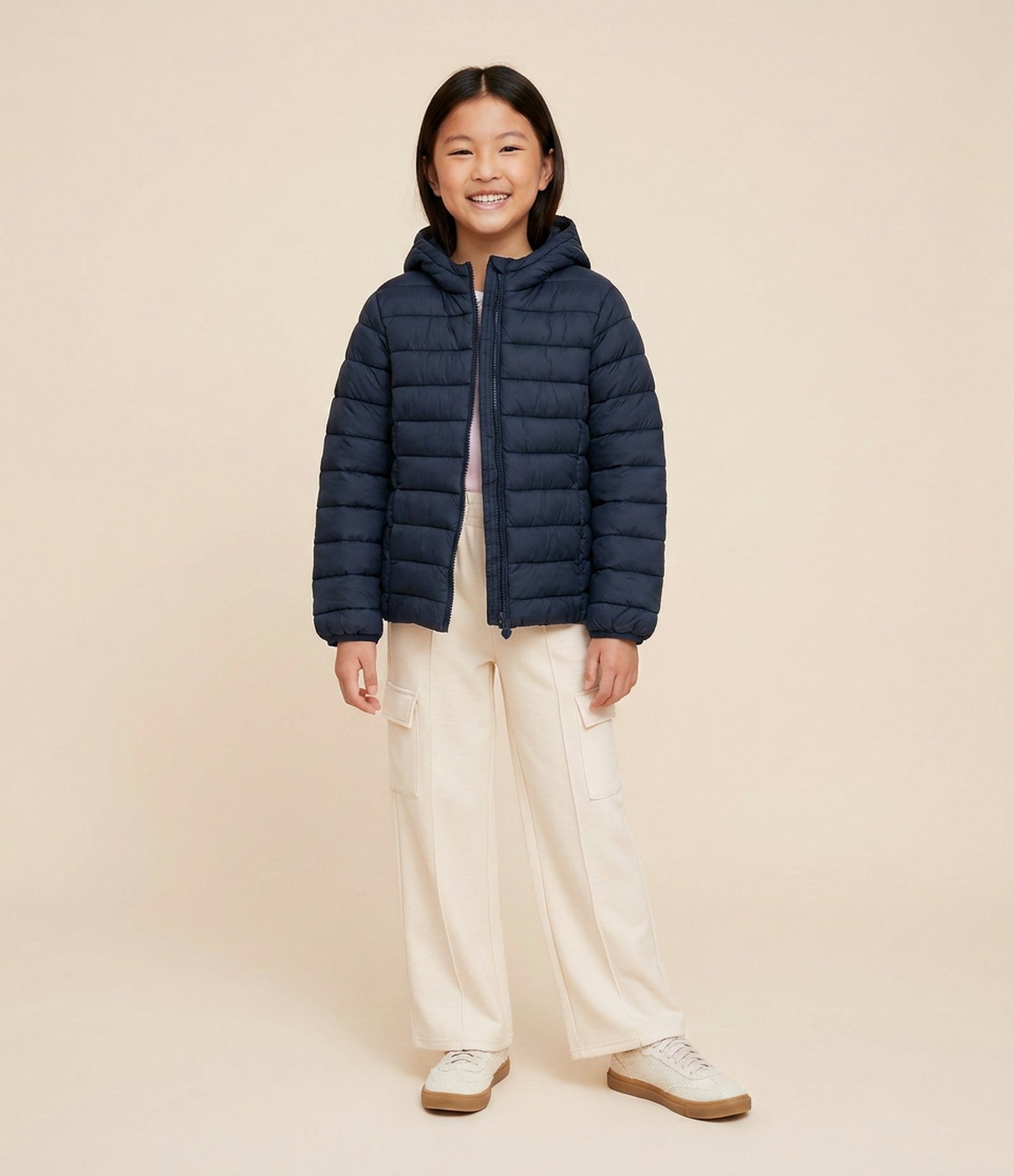 Jaqueta Infantil Puffer em Microfibra com Capuz – Tam 5 a 16 Anos Azul Marinho 1