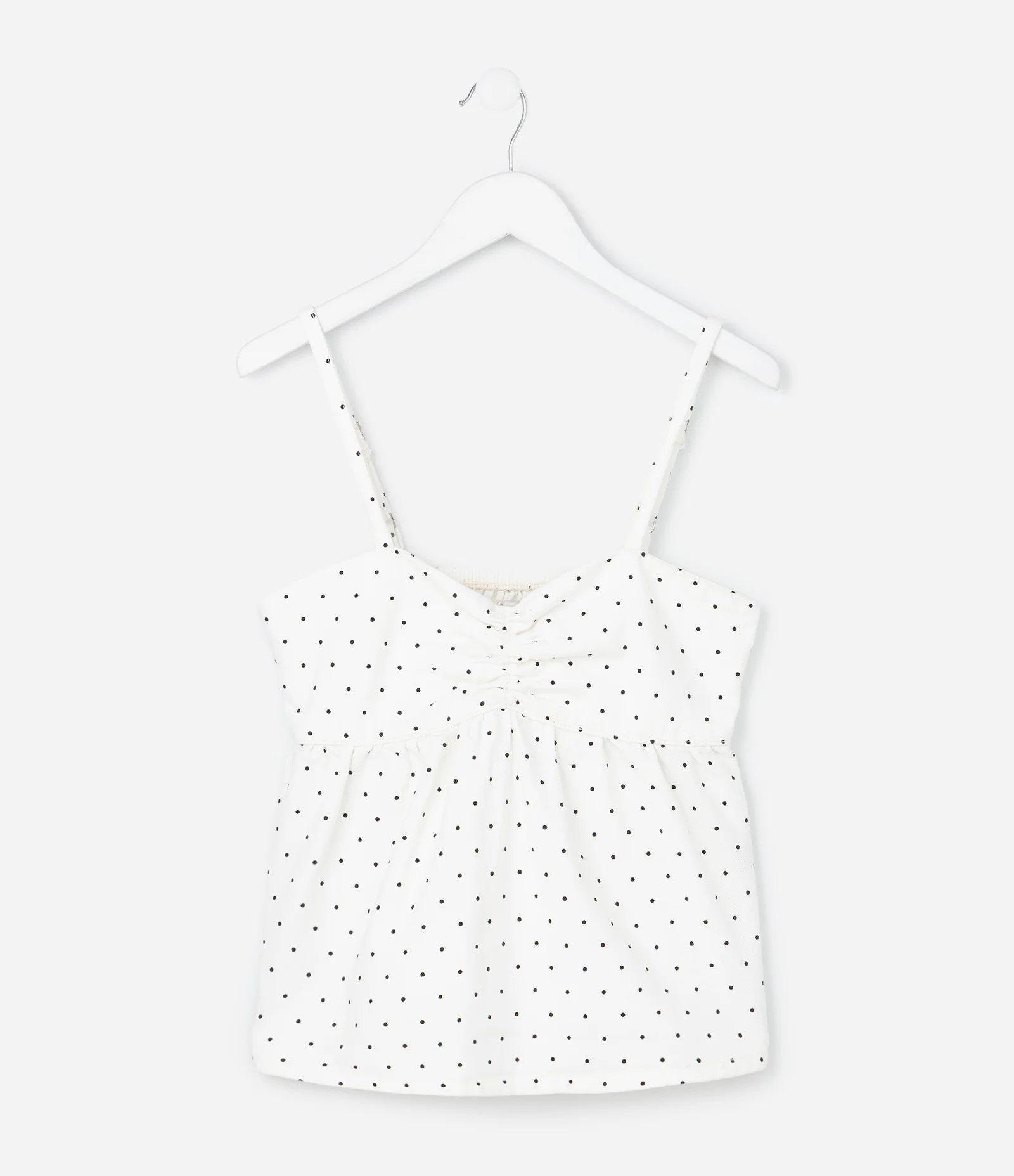 Blusa Bata Infantil em Sarja com Estampa Poá - Tam 7 a 16 Anos Branco 1