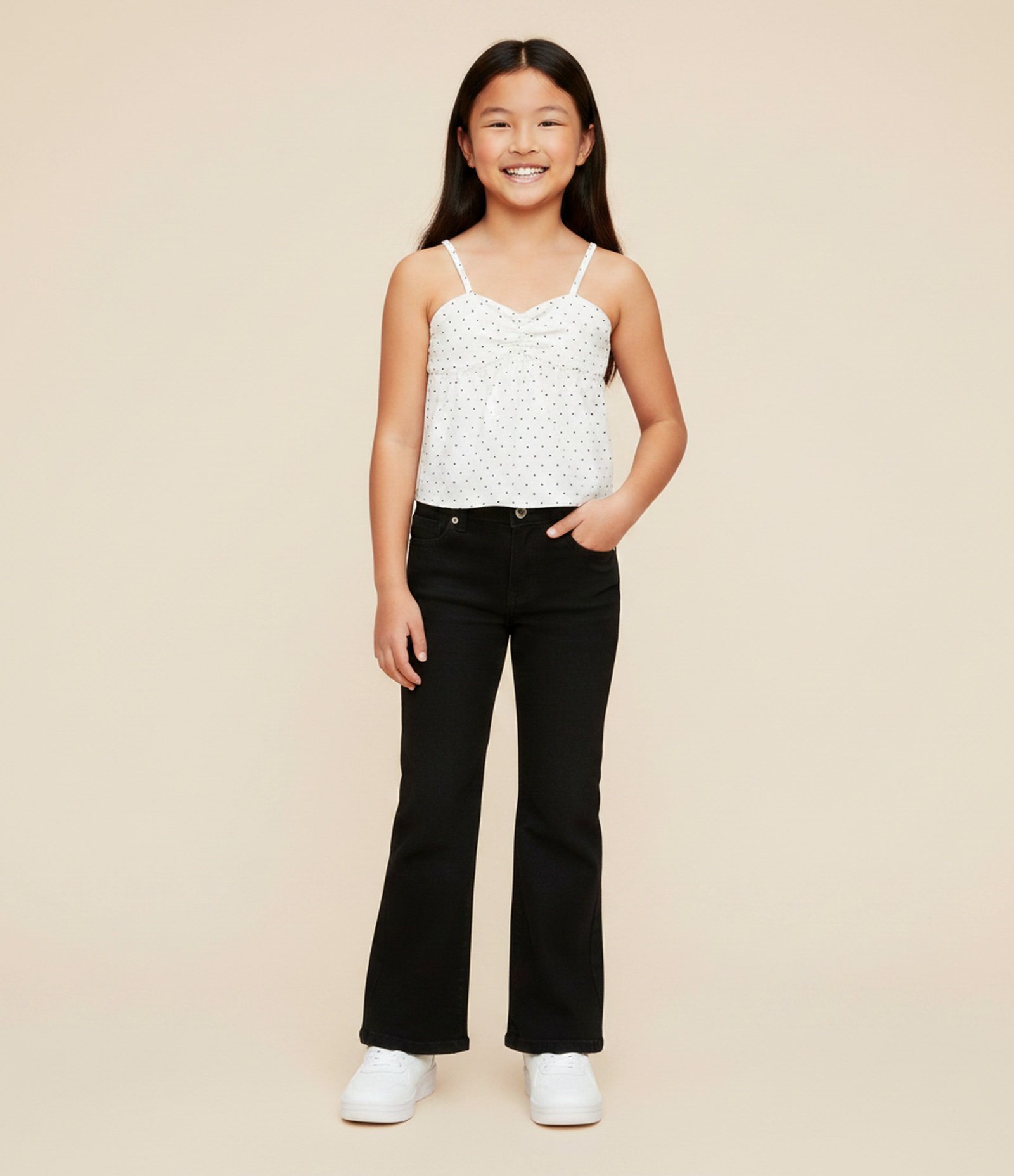 Blusa Bata Infantil em Sarja com Estampa Poá - Tam 7 a 16 Anos Branco 1