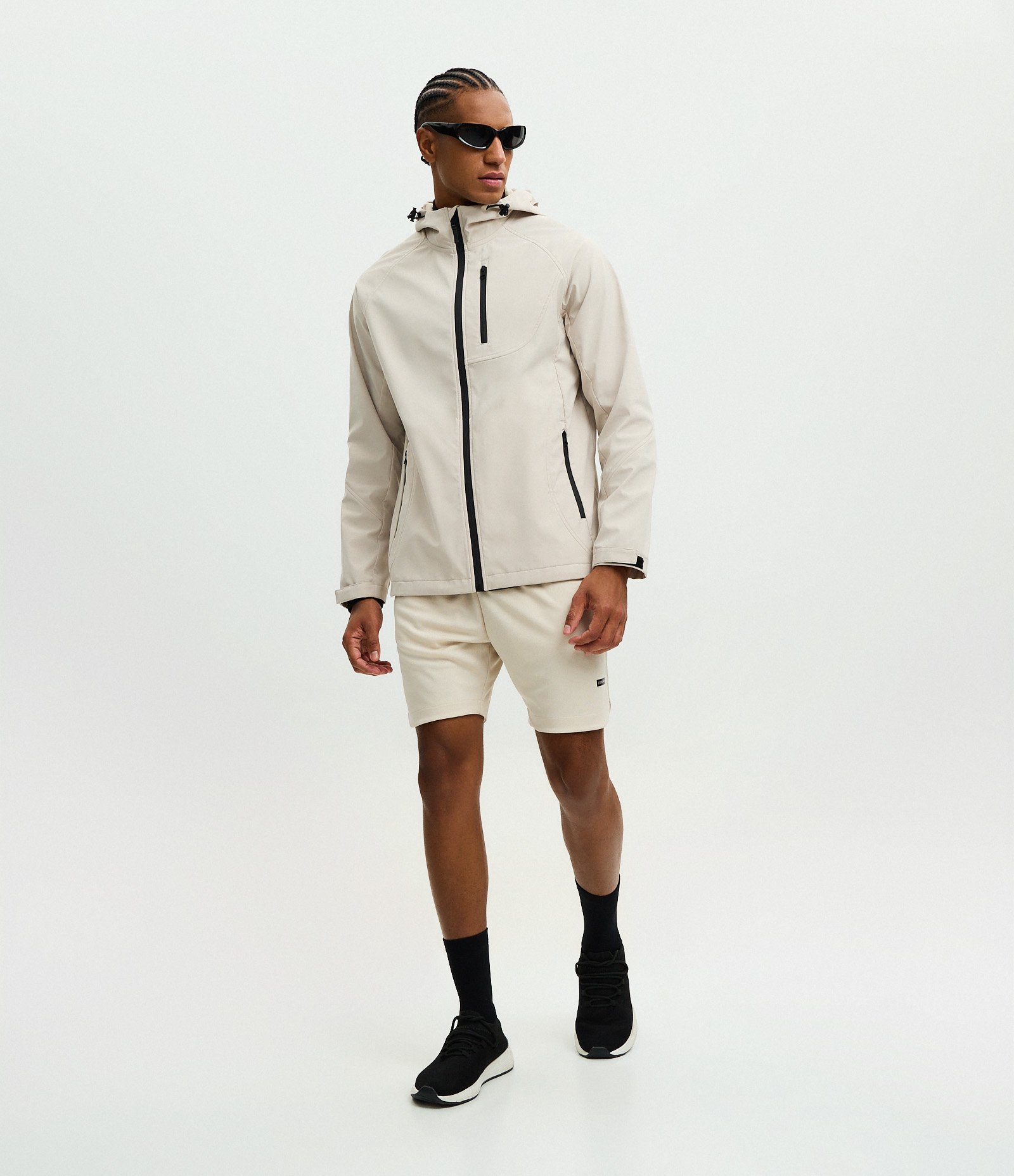 Jaqueta Esportiva Tecnológica Resistente à Água com Capuz Off White 4